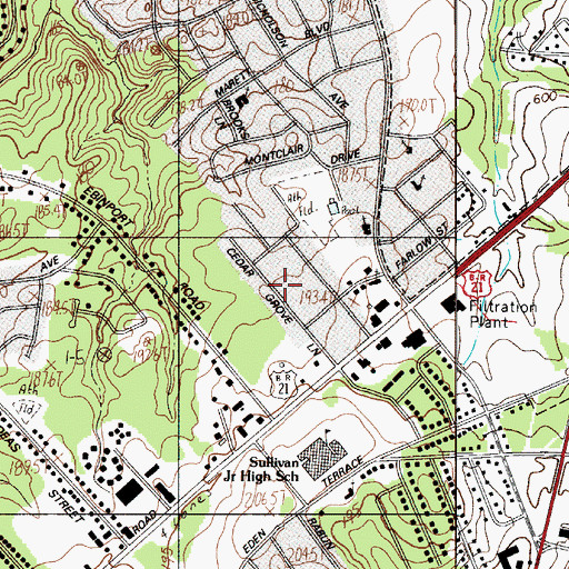 Topographic Map of Cedar Grove Park, SC