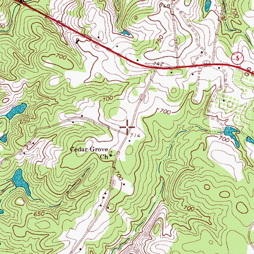 Topographic Map of Cedar Grove School (historical), SC