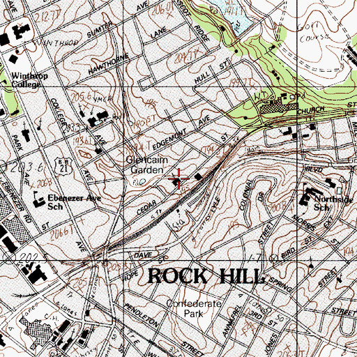 Topographic Map of Cedar Street Church of God, SC
