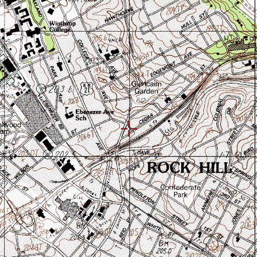 Topographic Map of Cedarcrest Park, SC