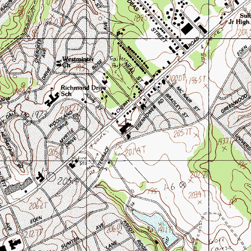 Topographic Map of Cherry Plaza Shopping Center, SC