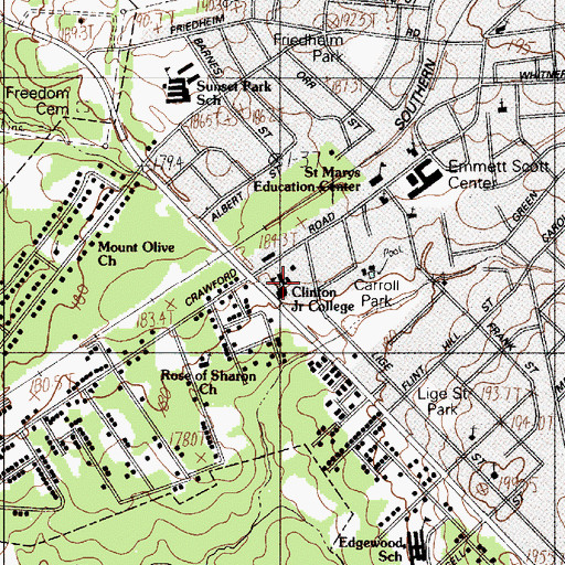 Topographic Map of Clinton Junior College, SC