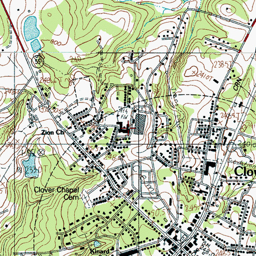 Topographic Map of Clover Middle School, SC