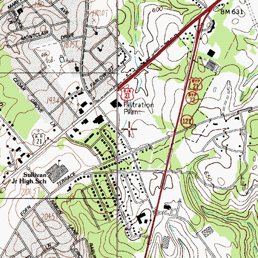 Topographic Map of Cross Roads School (historical), SC