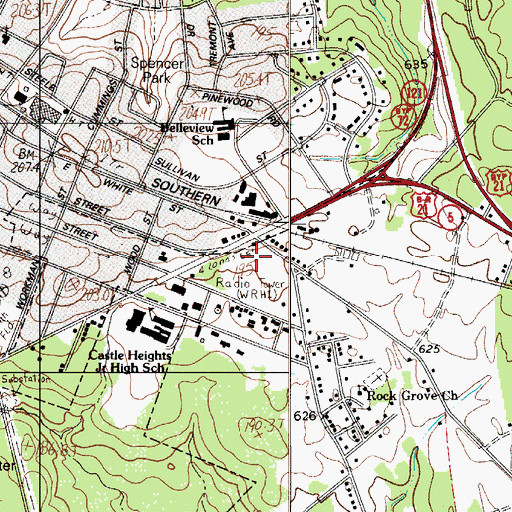 Topographic Map of East Side Shopping Center, SC