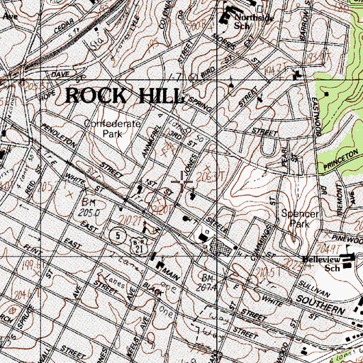 Topographic Map of Eastside Baptist Church, SC