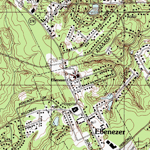 Topographic Map of Ebenezer Church, SC