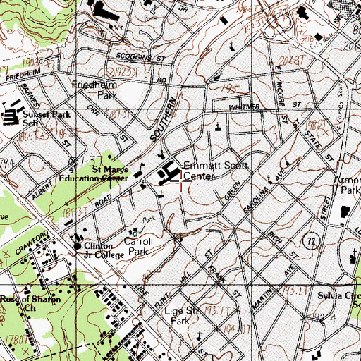 Topographic Map of Emmett Scott Park, SC