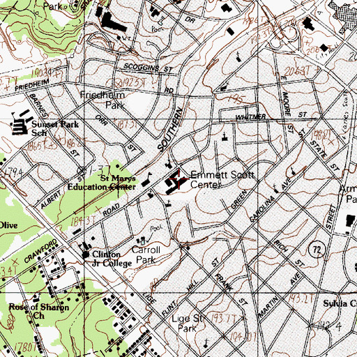 Topographic Map of Emmett Scott School (historical), SC