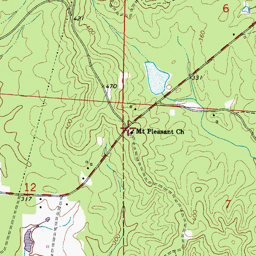 Topographic Map of Mount Pleasant Church, AL