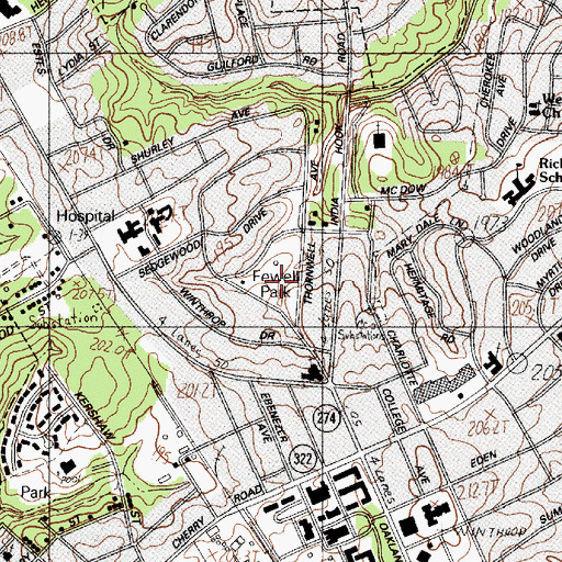 Topographic Map of Fewell Park, SC