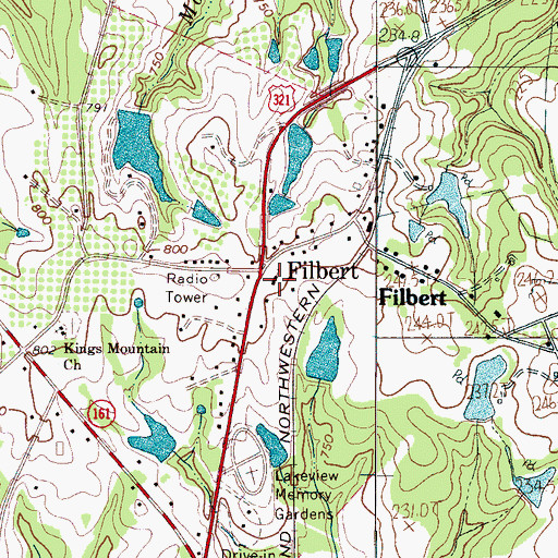 Topographic Map of Filbert Presbyterian Church, SC