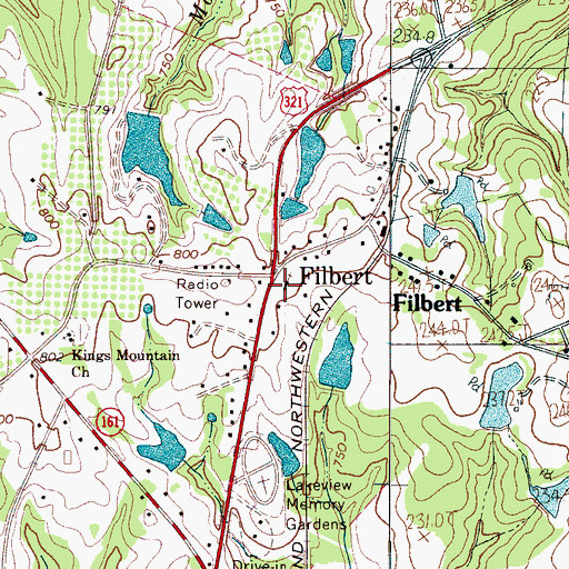 Topographic Map of Filbert School (historical), SC