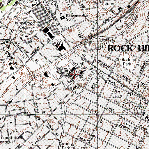 Topographic Map of First Baptist Church, SC