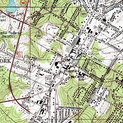 Topographic Map of First Baptist Church, SC