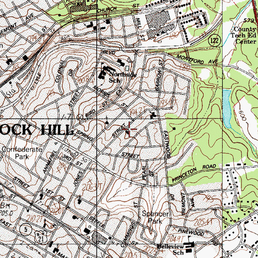 Topographic Map of First Church of the Nazarene, SC
