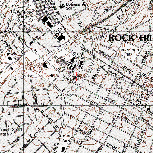 Topographic Map of First Presbyterian Church, SC