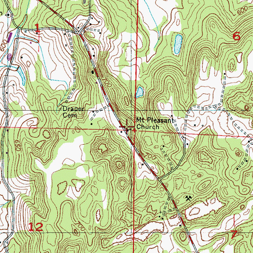 Topographic Map of Mount Pleasant Church, AL