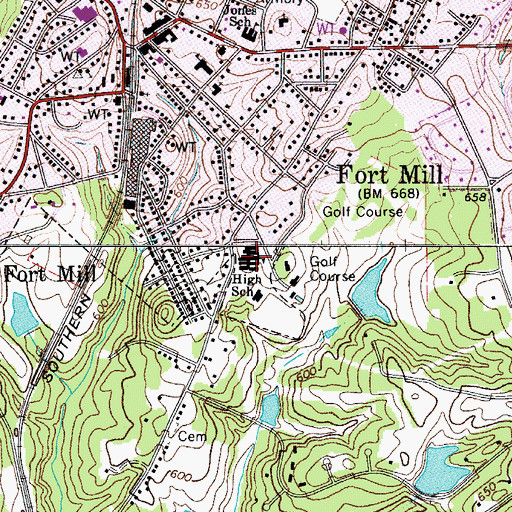 Topographic Map of Fort Mill Middle School, SC