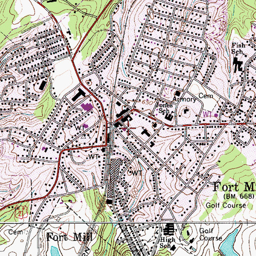 Topographic Map of Fort Mill Public Library, SC