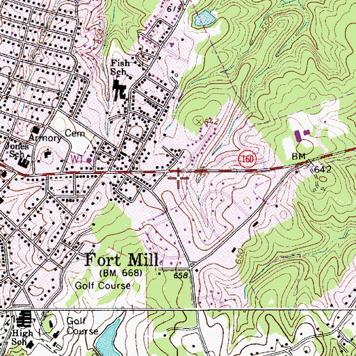 Topographic Map of Fort Mill Square Shopping Center, SC