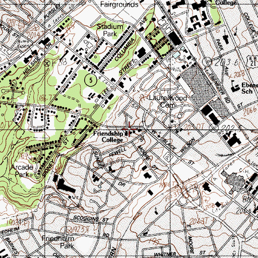 Topographic Map of Friendship College, SC
