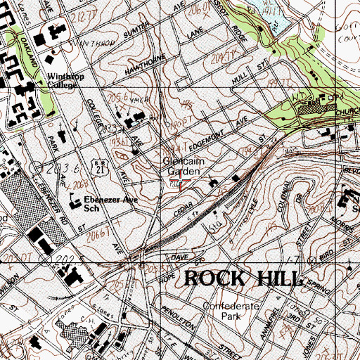 Topographic Map of Glencairn Garden, SC