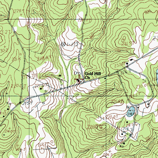 Topographic Map of Gold Hill Baptist Church, SC