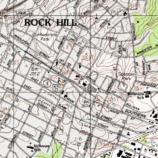 Topographic Map of Grove Park, SC
