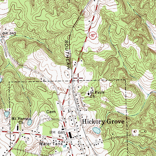Topographic Map of Hickory Grove School (historical), SC