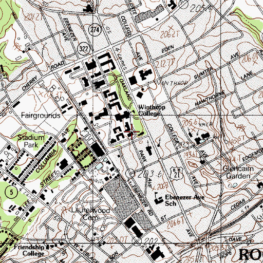 Topographic Map of Ida Jane Dacus Library, SC