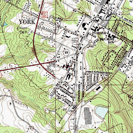 Topographic Map of Jefferson High School (historical), SC