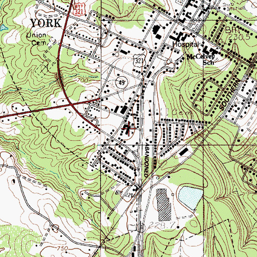 Topographic Map of Jefferson Primary School, SC