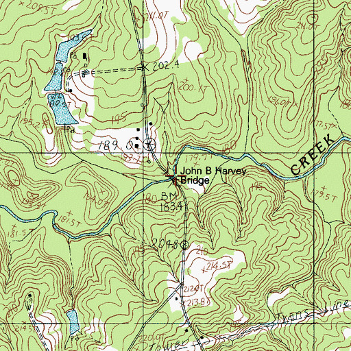 Topographic Map of John B Harvey Bridge, SC