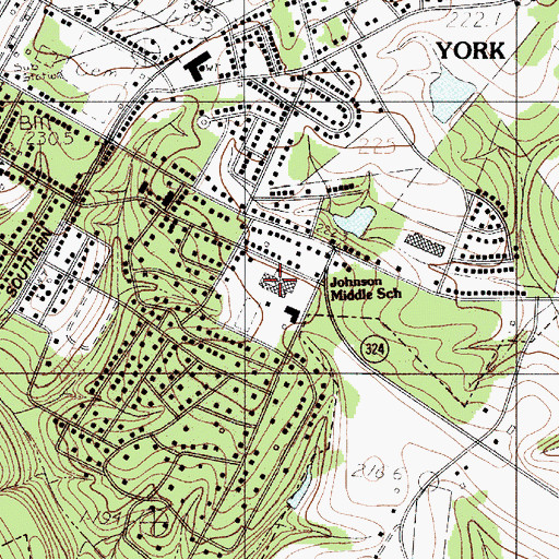 Topographic Map of Johnson Middle School, SC