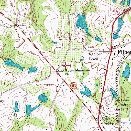 Topographic Map of Kings Mountain Chapel United Methodist Church, SC