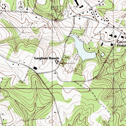 Topographic Map of Langrum Branch Baptist Church, SC