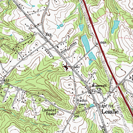Topographic Map of Lesslie Elementary School, SC