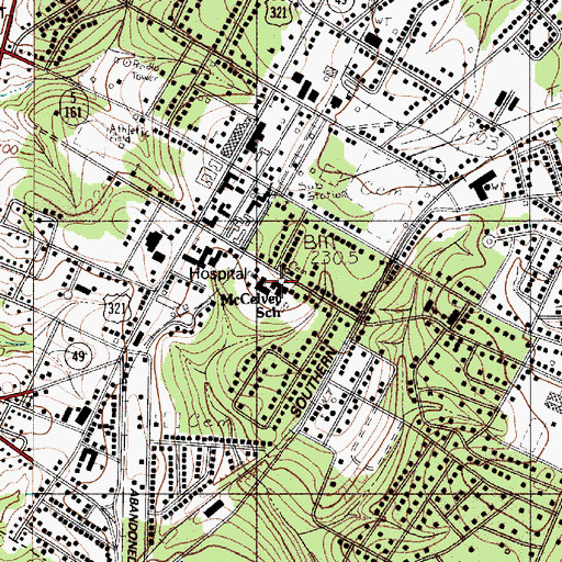 Topographic Map of McCelvey School, SC