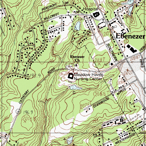 Topographic Map of Meadow Haven Nursing Center, SC