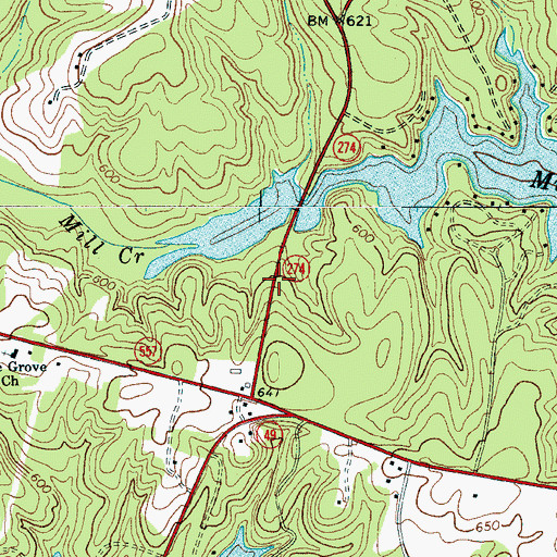 Topographic Map of Mill Creek School (historical), SC