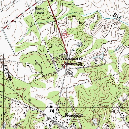 Topographic Map of Newport Church, SC