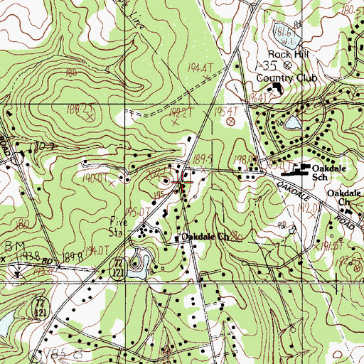 Topographic Map of Oakdale, SC