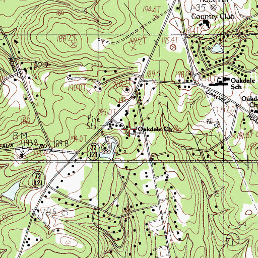 Topographic Map of Oakdale Acres, SC
