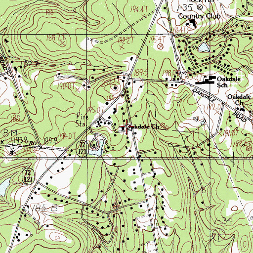 Topographic Map of Oakdale Church, SC