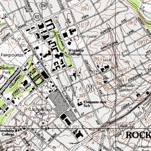 Topographic Map of Oakland Avenue Presbyterian Church, SC