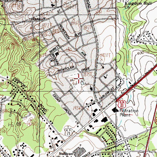 Topographic Map of Oakwood Acres Park, SC