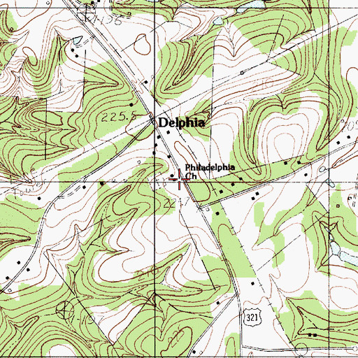 Topographic Map of Philadelphia United Methodist Church, SC