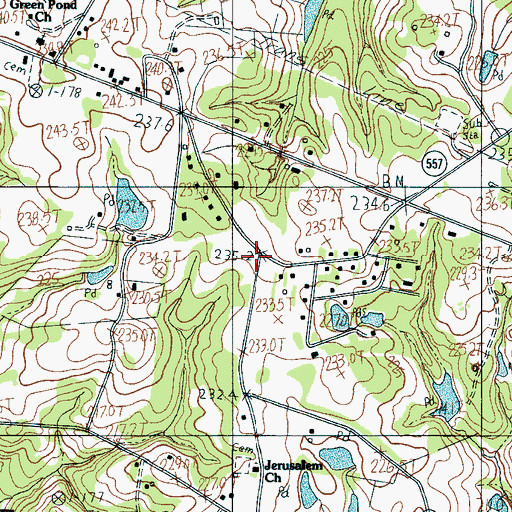 Topographic Map of Pine Bluff School (historical), SC