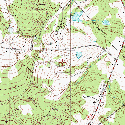 Topographic Map of Pinetuck Golf Course, SC